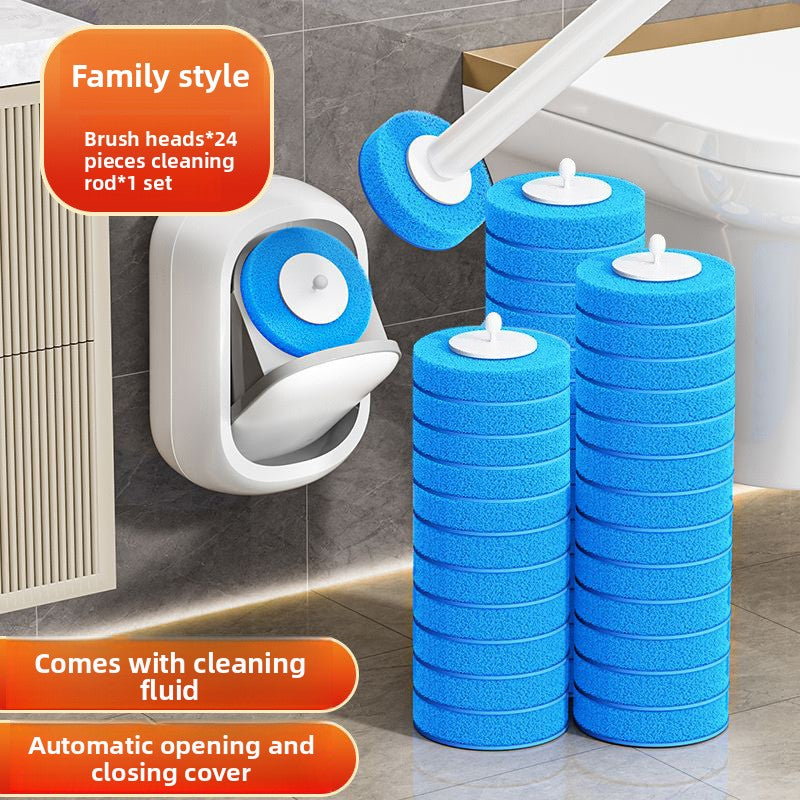 Hands-Free Disposable Toilet Brush System , Wall Mounted Deep Cleaning Kit