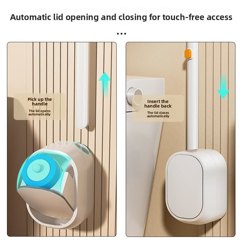 Hands-Free Disposable Toilet Brush System , Wall Mounted Deep Cleaning Kit