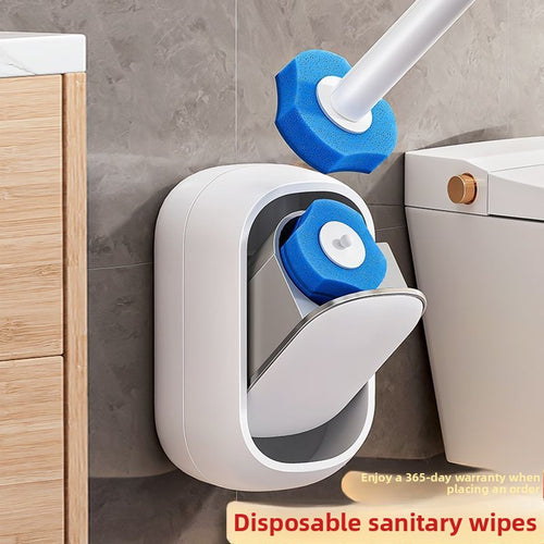 Hands-Free Disposable Toilet Brush System , Wall Mounted Deep Cleaning Kit