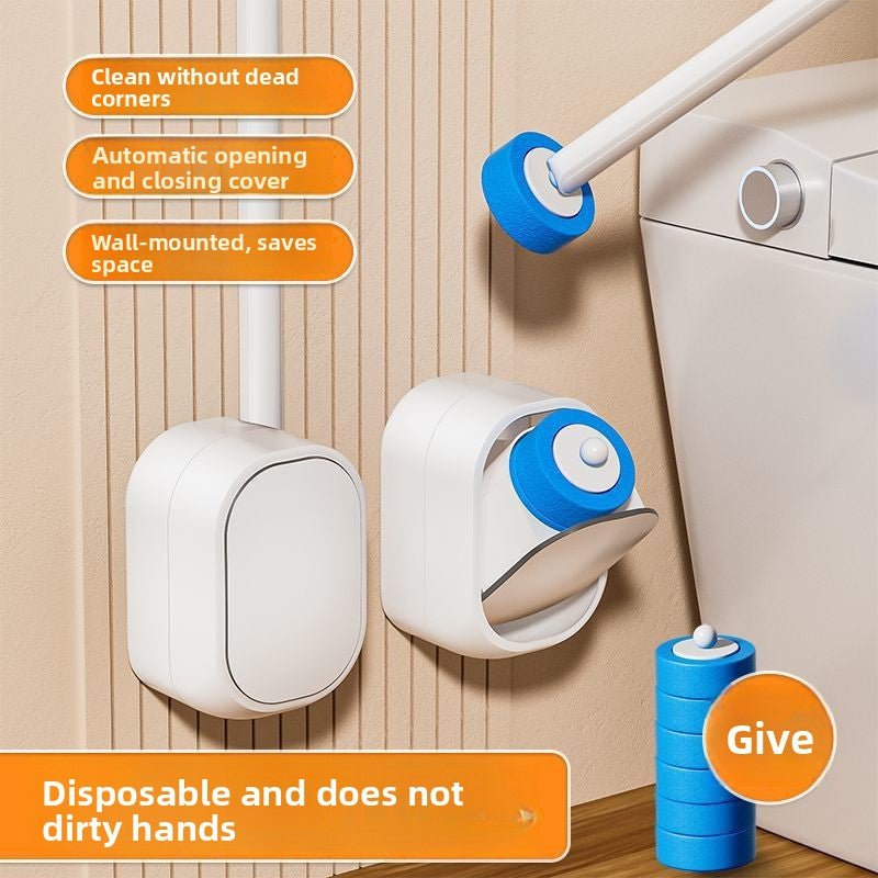 Hands-Free Disposable Toilet Brush System , Wall Mounted Deep Cleaning Kit