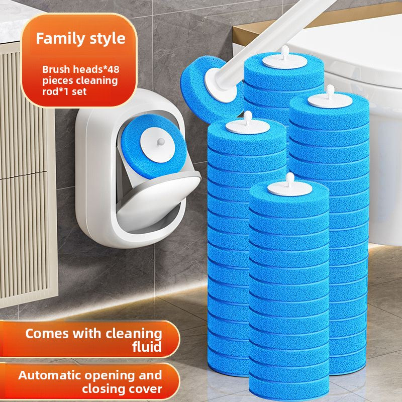 Hands-Free Disposable Toilet Brush System , Wall Mounted Deep Cleaning Kit